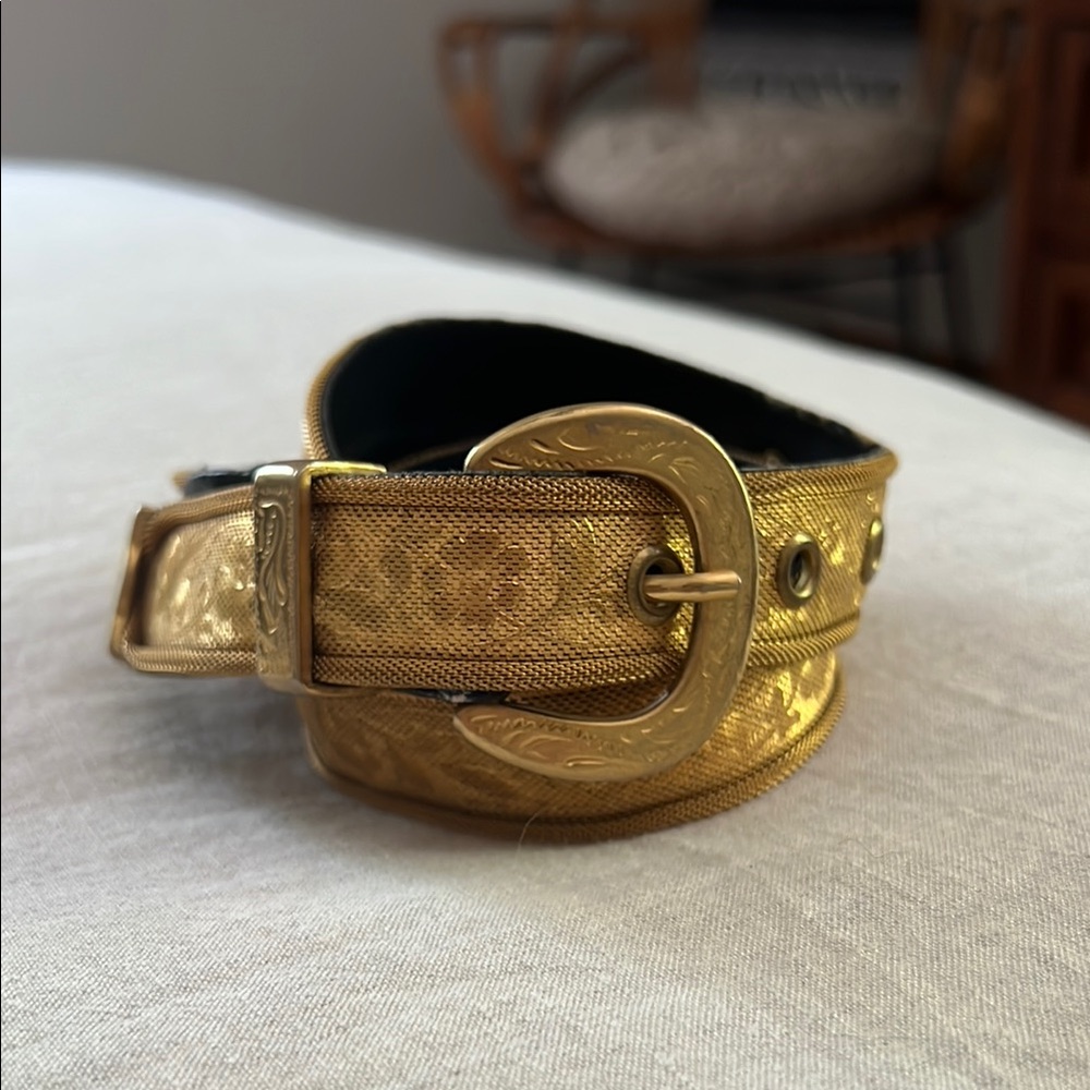 Gold Patterned Belt with Buckle
